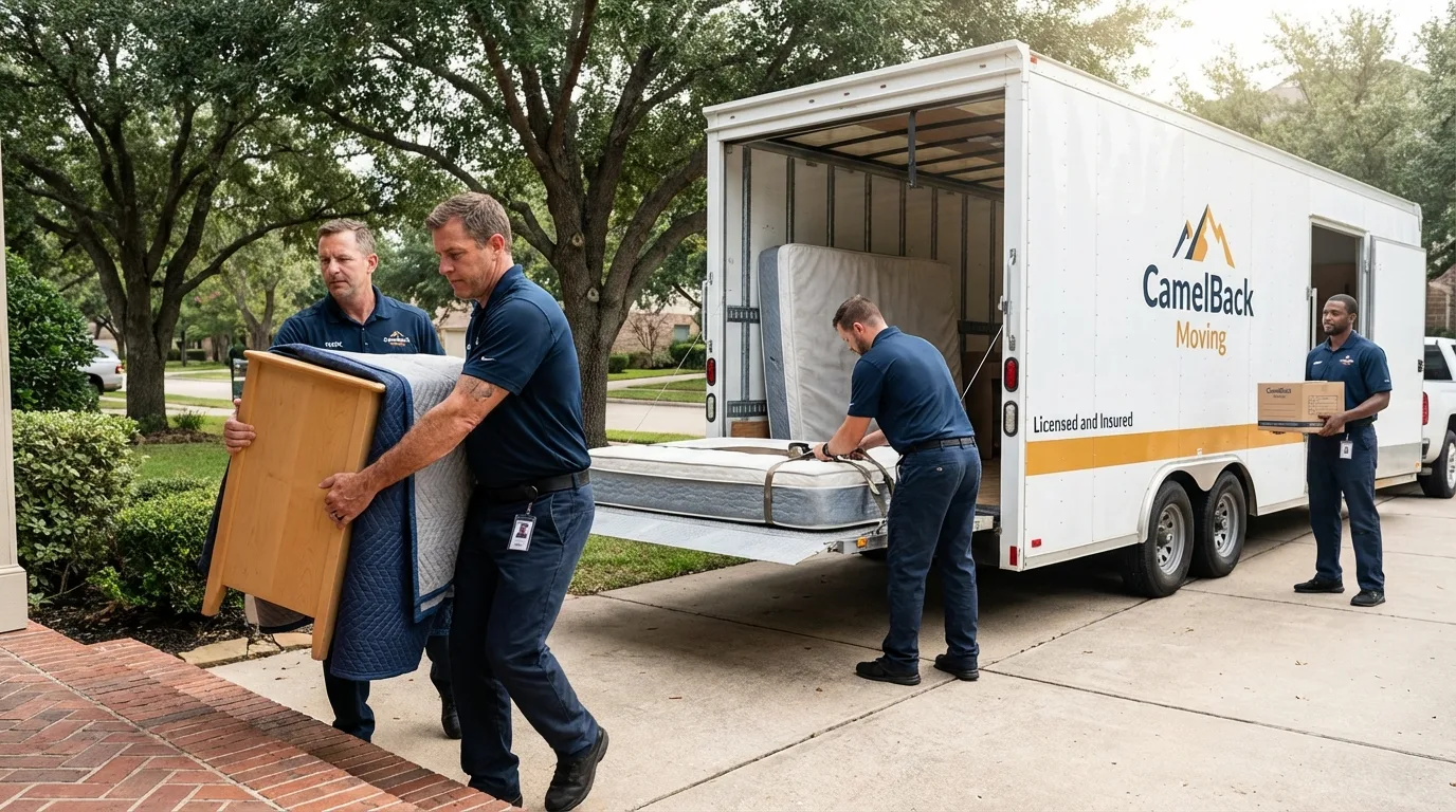 Crew loading residential truck for cross-state move from Wellston, OH