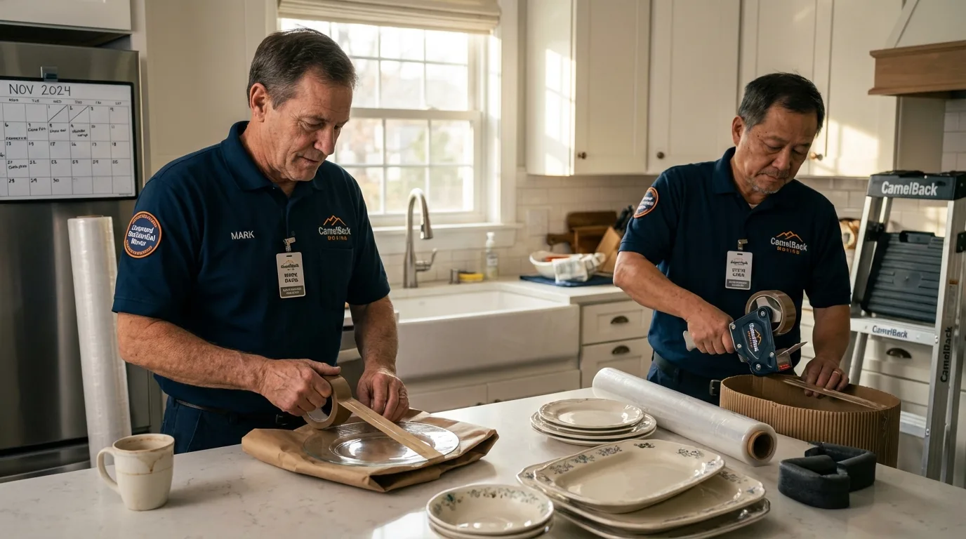 Professional crew packing kitchen dishware in Wellston, OH